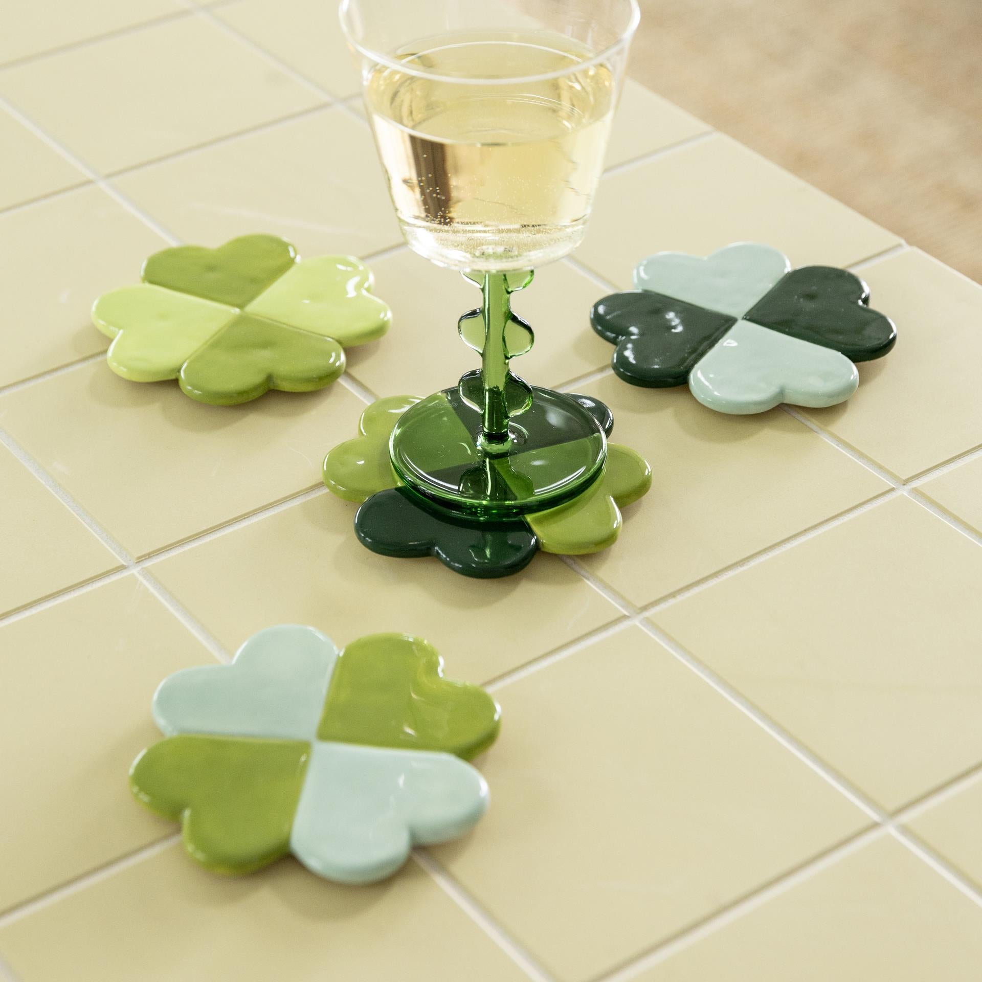 Coaster lucky clover set of 4