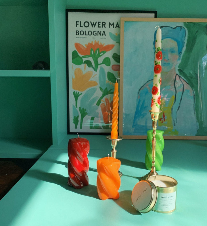 Flower candle set of 2
