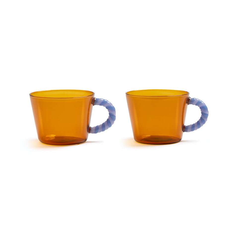 Glass duet amber set of 2