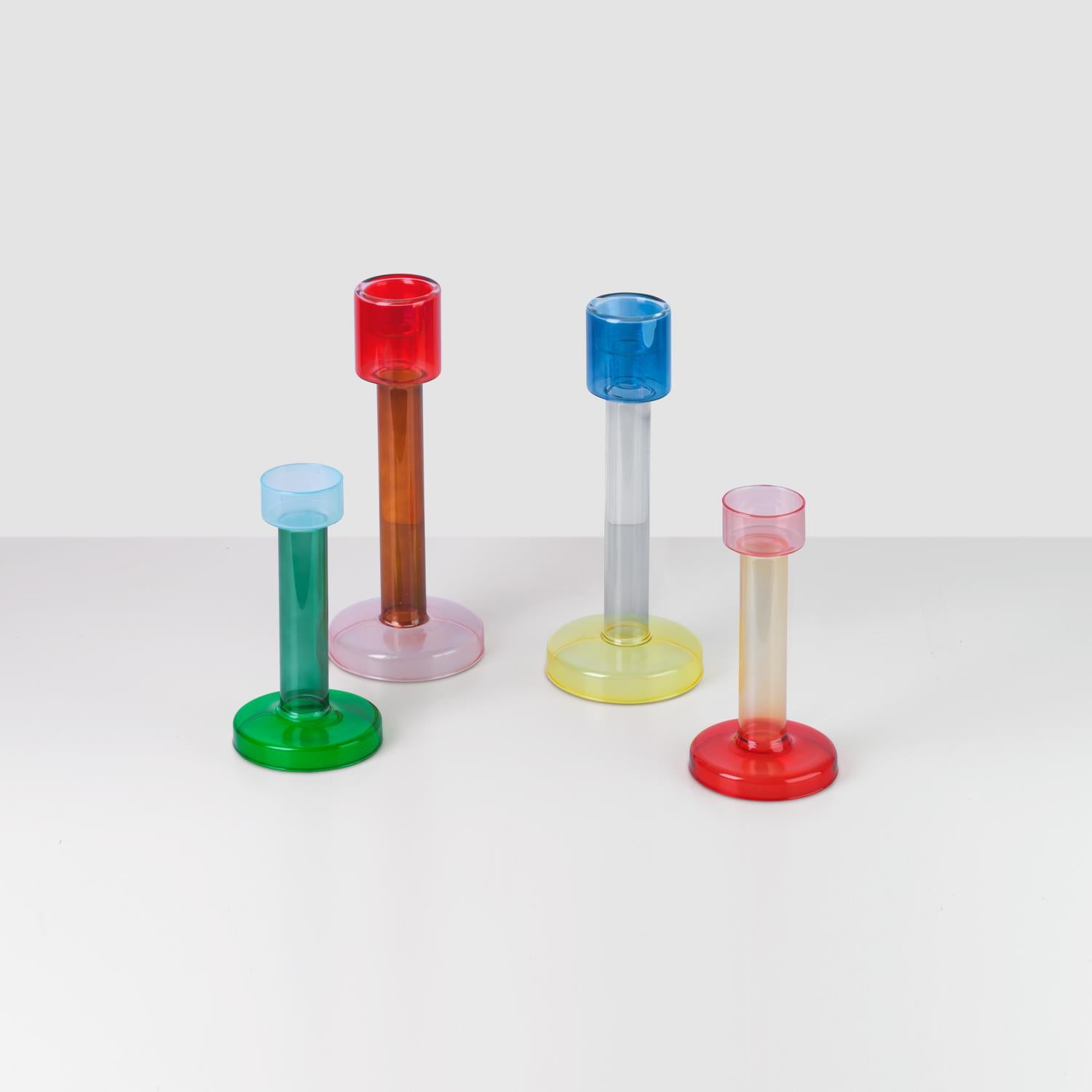 Bole candle holder L red / pink