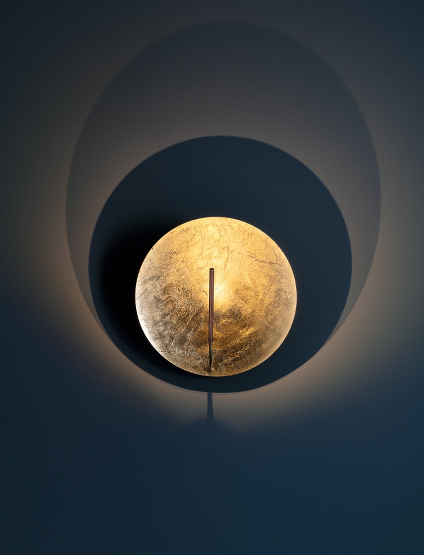 Catellani & Smith Luna Wall Lamp 30, lit, seen face on