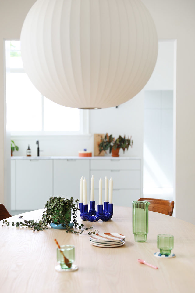 Candle holder churros blue