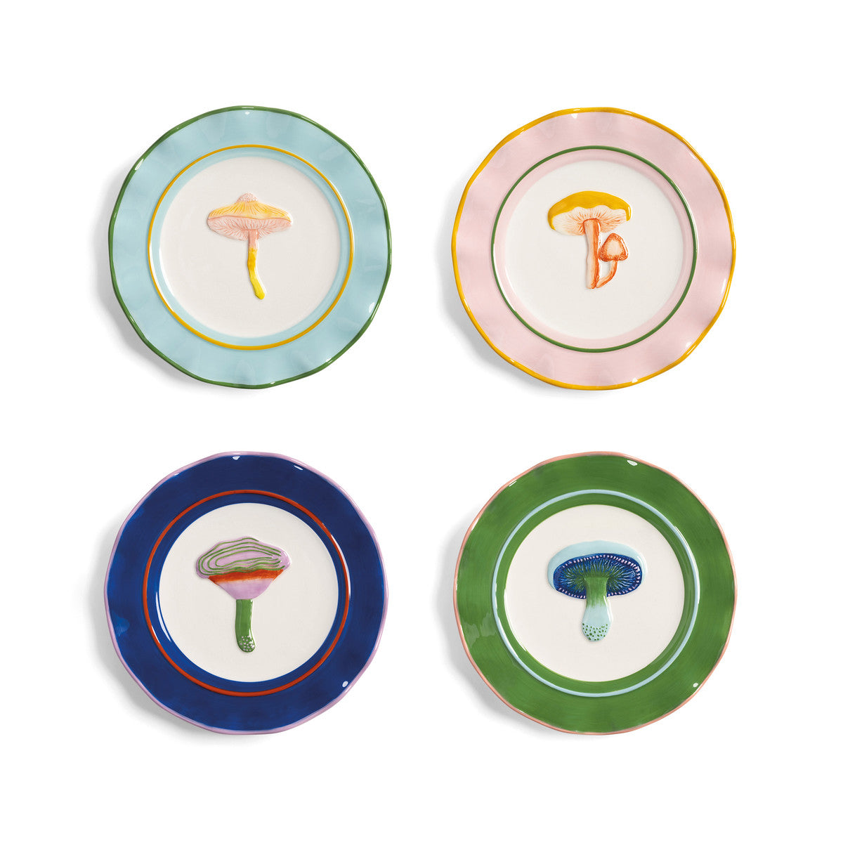 Magic mushroom plate set of 4