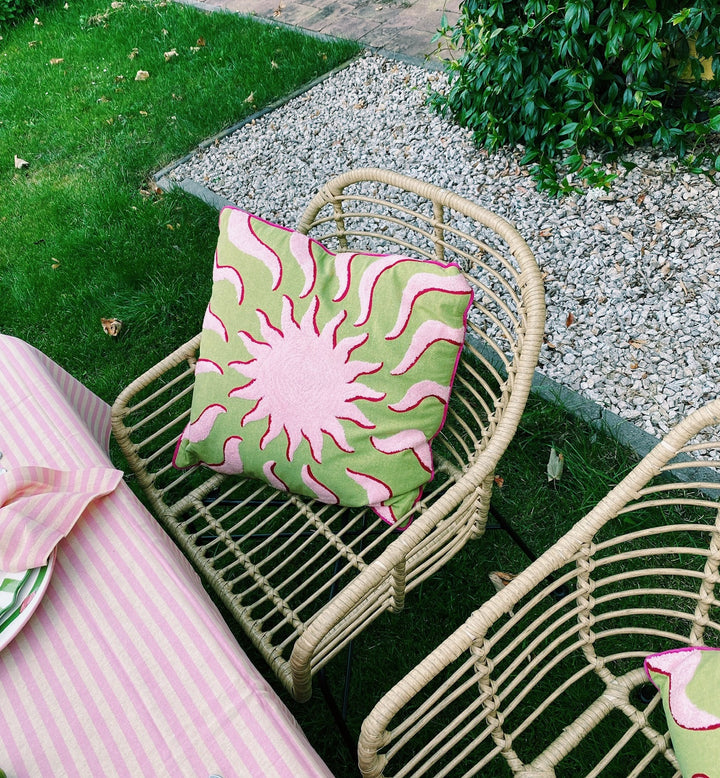 Embroidered sunshine cushion