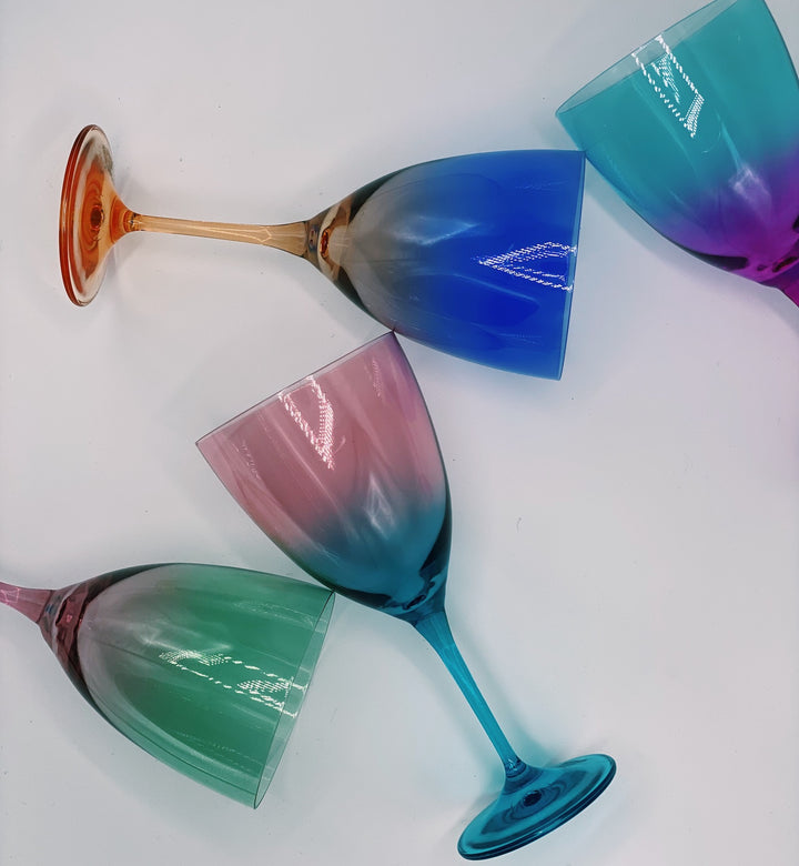 Wine glass faded turquoise