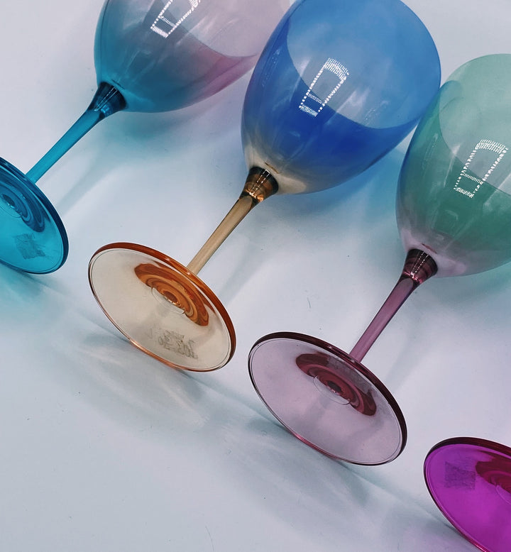 Wine glass faded turquoise