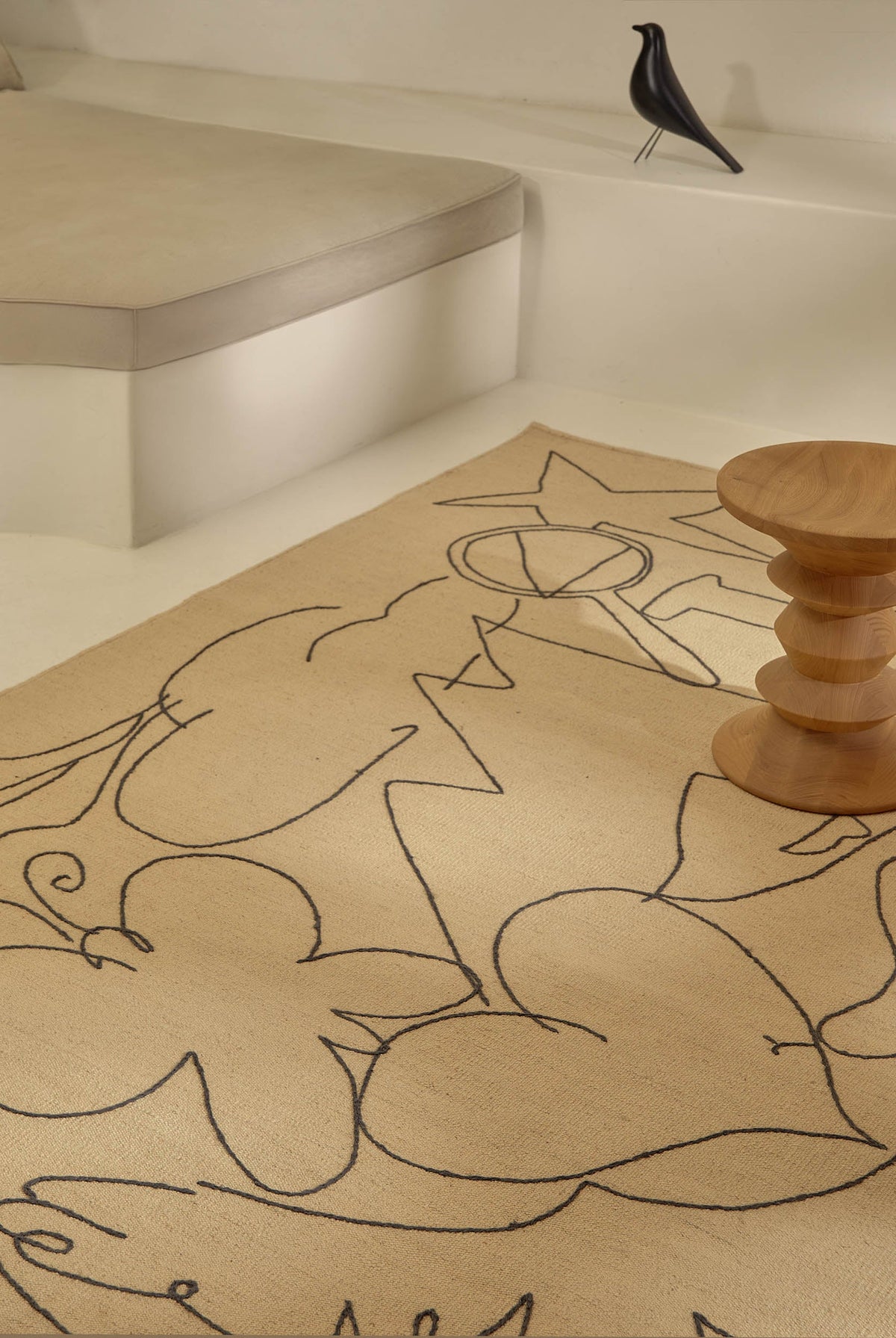 Nani Marquina Discovery Rug by Lucia Eames, embroidered drawing detail