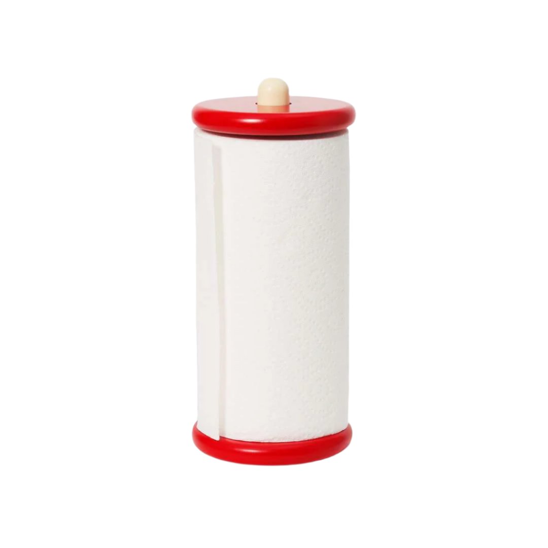 Spool paper towel holder (red/yellow)