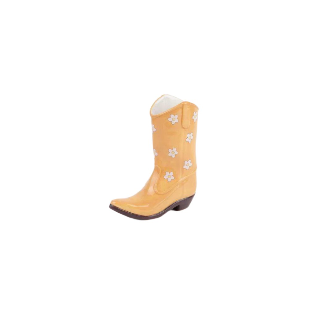 Vase rodeo cowboy boot yellow