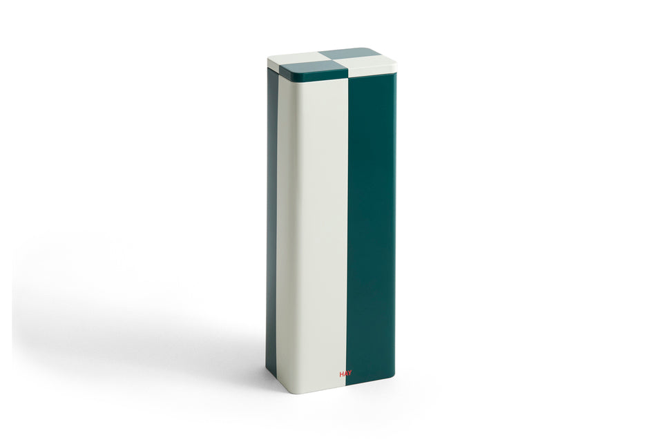 Tin container slim green and off-white