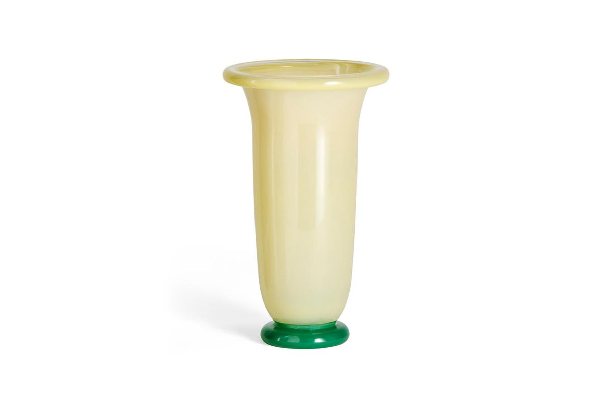 Empire vase large sand with lemon rim and green base