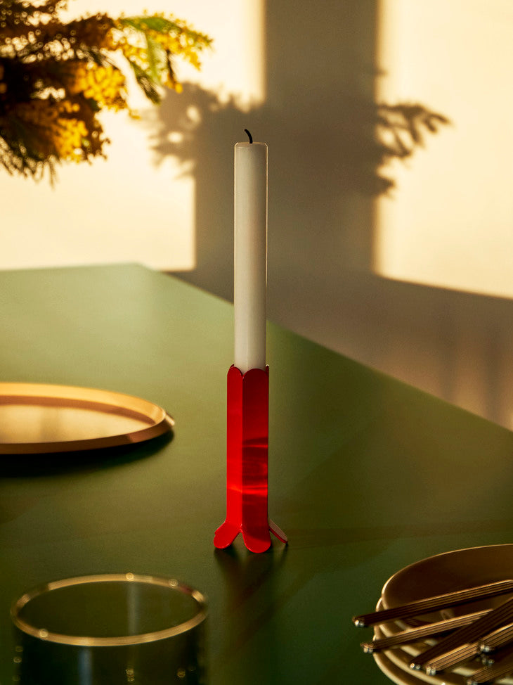 Arcs candle holder large red