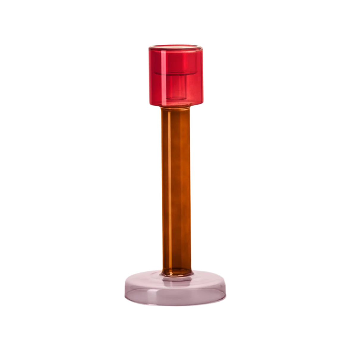 Bole candle holder L red / pink