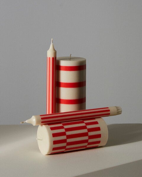 Pattern candles pink red and blue set of 4
