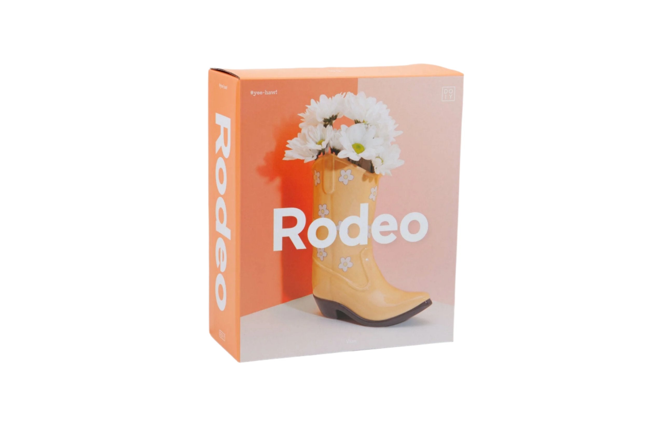 Vase rodeo cowboy boot yellow