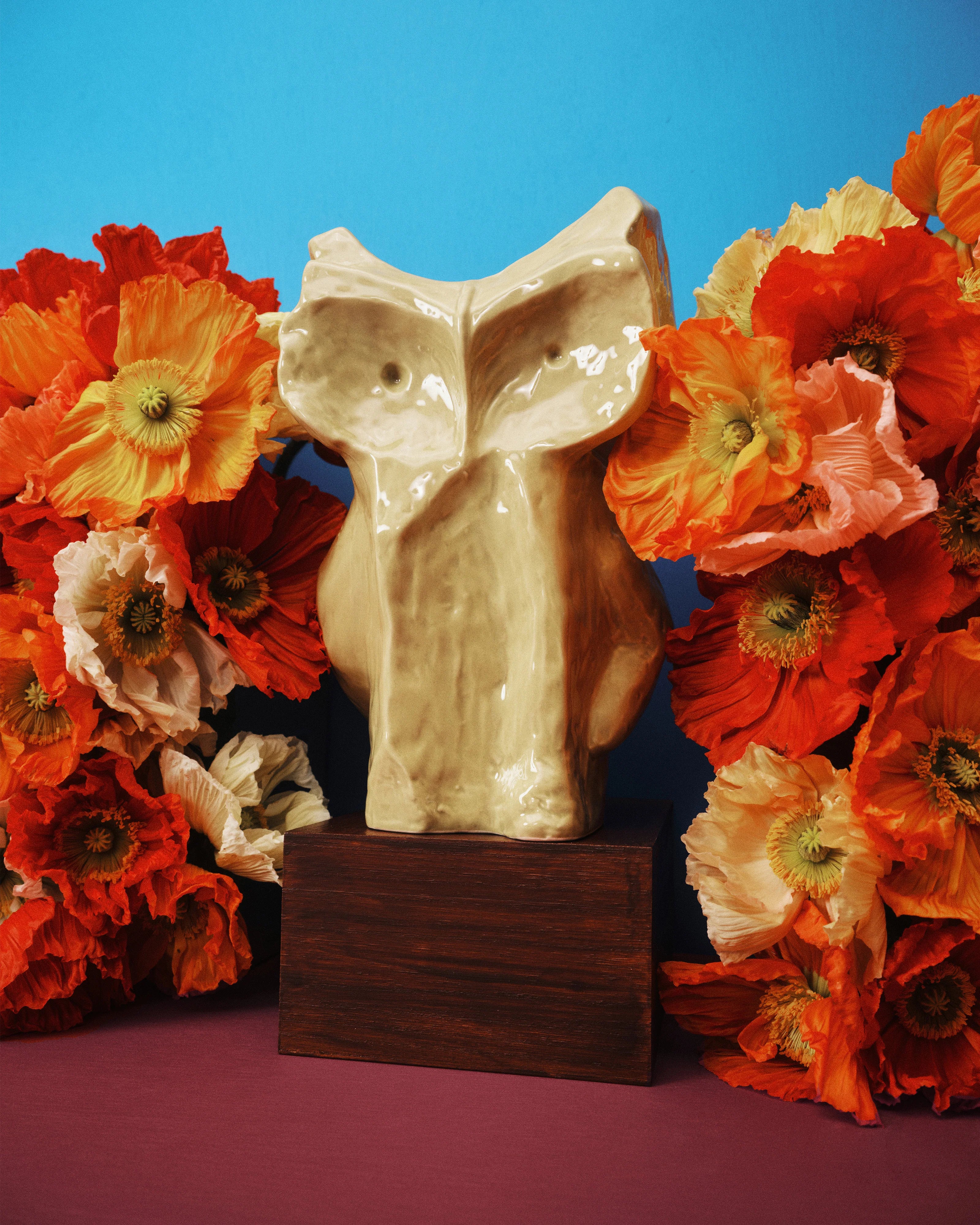 Owl vase L yellow After Midnight