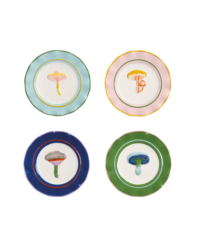 Magic mushroom plate set of 4