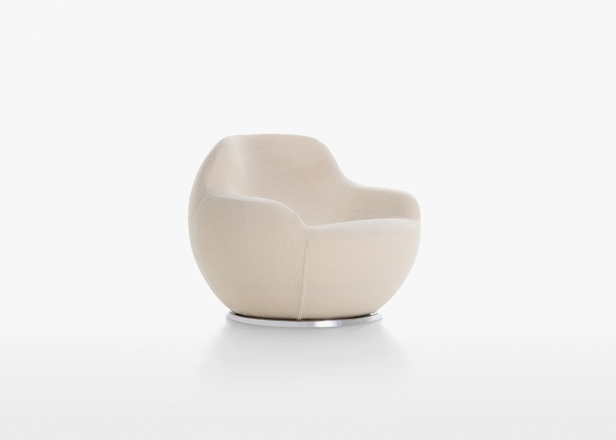 Acerbis Palla Swivel Armchair, shown in a cream upholstery