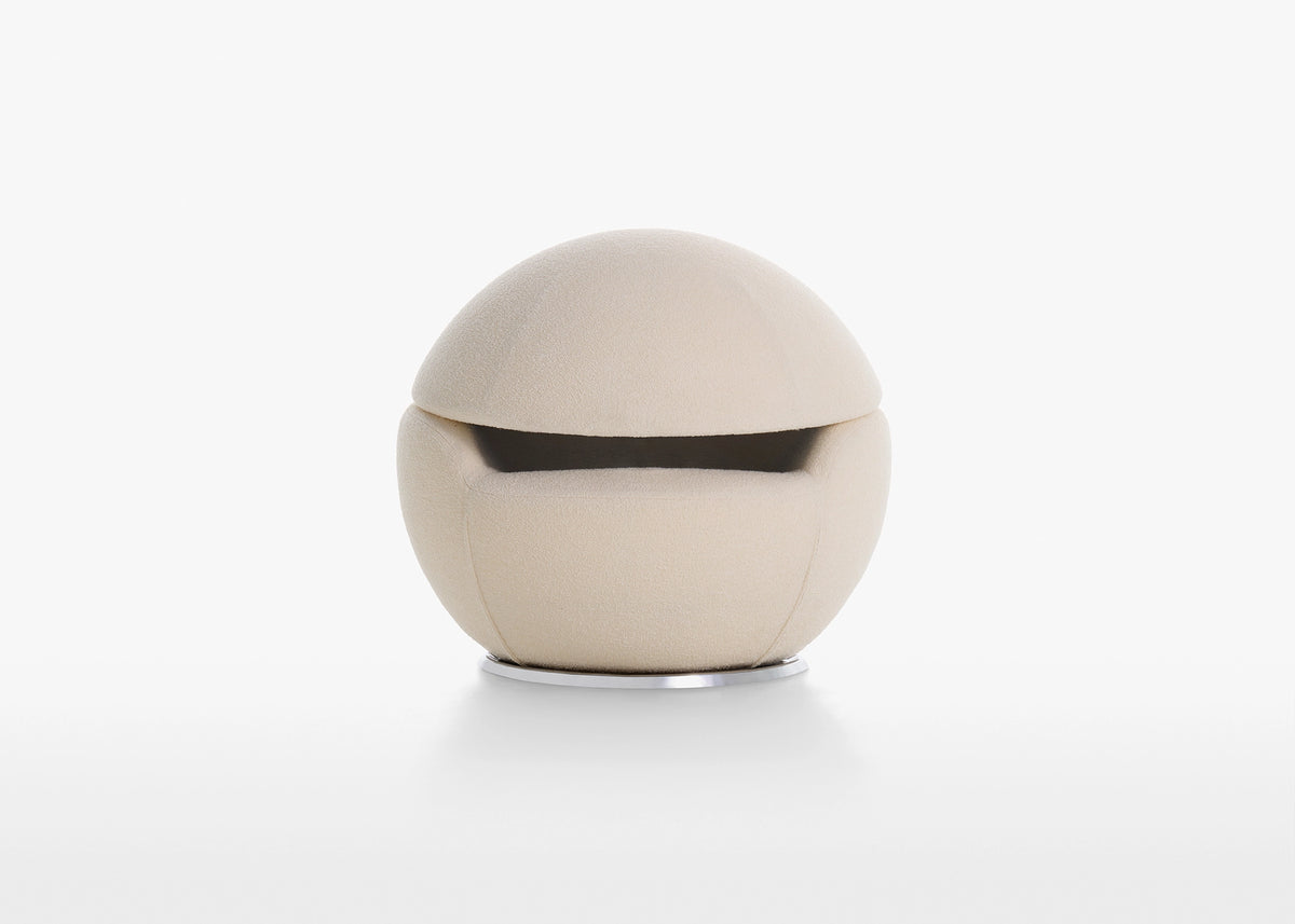 Acerbis Palla Swivel Armchair, shown in a cream upholstery
