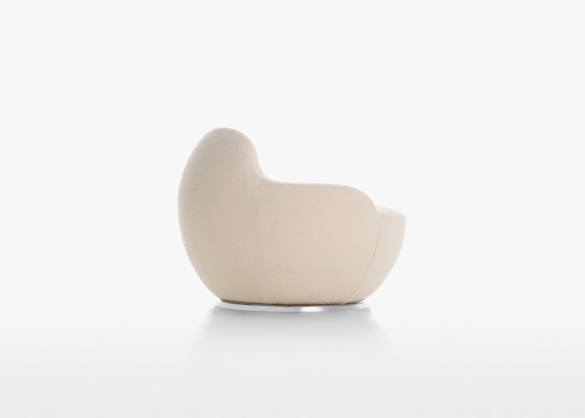 Acerbis Palla Swivel Armchair, shown in a cream upholstery