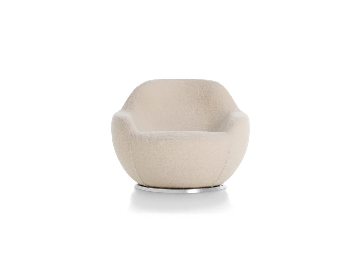 Acerbis Palla Swivel Armchair, shown in a cream upholstery