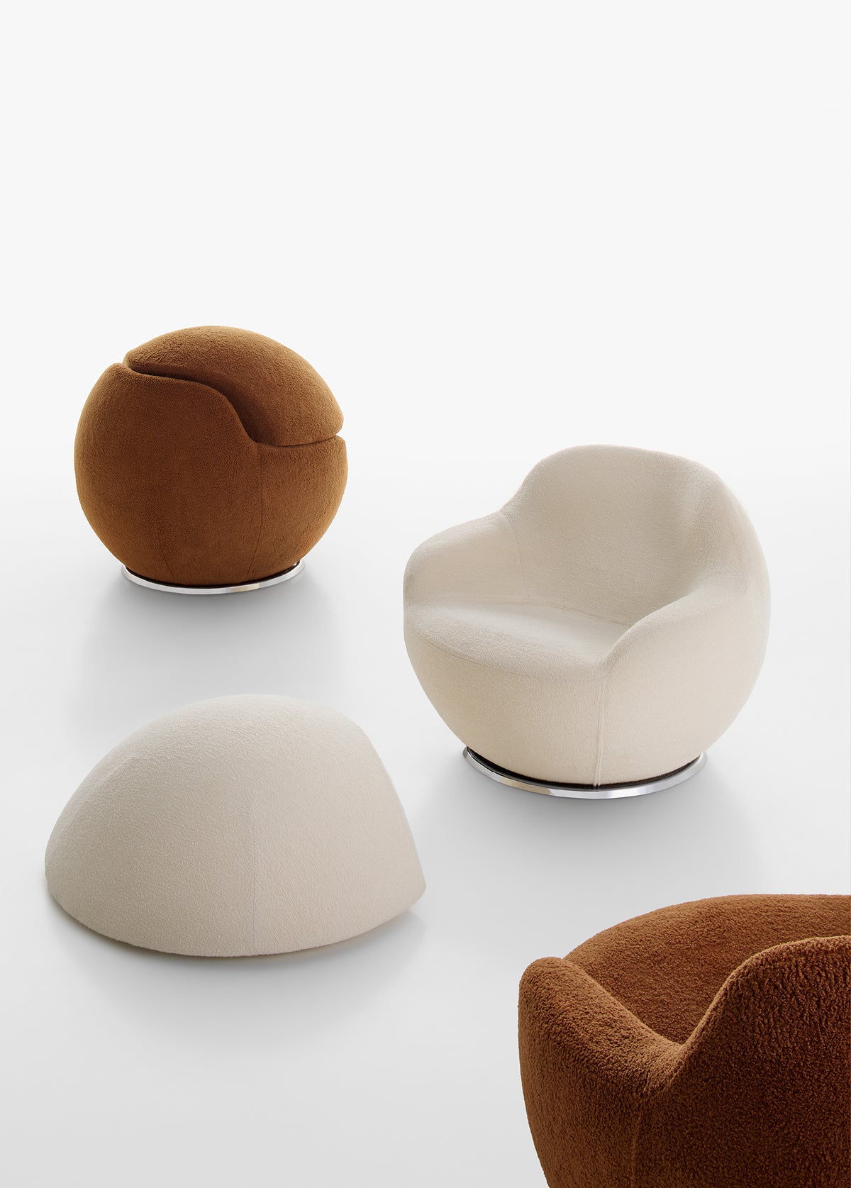 Acerbis Palla Armchair and Pouf, shown in other upholsteries