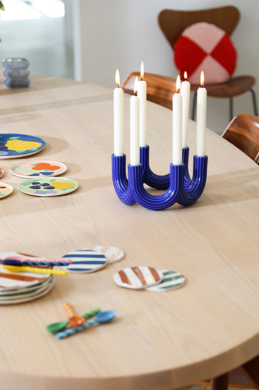 Candle holder churros blue